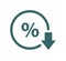 Percent down line icon. Percentage, arrow, reduction. Banking concept