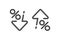 Percent down and up in line style. Concept of icons procent low and high. Vector