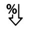 Percent down vector icon. Percentage, arrow, reduction - illustration.