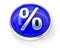 Percent icon on glossy blue round button