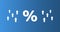 Percent icon with up arrows. Percentage rise