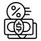 Percent money loan icon outline vector. Marketing payment