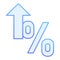 Percent rate flat icon. Increasing percentage blue icons in trendy flat style. Interest growth gradient style design