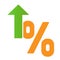 Percent rate flat icon. Increasing percentage color icons in trendy flat style. Interest growth gradient style design