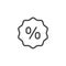 Percent sign in bubble line icon. Discount and promotional symbol, account interest rate, financial, calculator sign