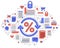 Percent symbol and loop arrow, taxes, return on investment, refund, stock market, refinance, bookkeeping and accounting, vector