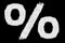 Percent symbol shape font made of cloud on black