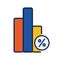 percent symbol in statistics bars flat style icon