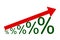 Percent up arrow icon isolated. Increasing percentage sign - vector