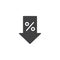 Percentage arrow down vector icon