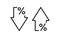 Percentage arrow up and down icon. Percent line icon. Price increase, decrease. Business simple symbol. Vector