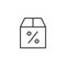 Percentage cardboard box outline icon