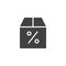 Percentage cardboard box vector icon