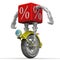 Percentage cube in the form of a cyborg on the wheel