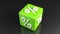 Percentage green cube on black desk - 3D rendreing illustration