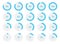 Percentage infographic progress diagrams circles. Blue percent pie charts. Vector illustration