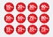 Percentage Off stickers, Sale Tags, Red Sale template, Labels, Discount, icon vector