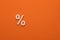 Percentage sign on orange color background - Promotion and discount concept, Flat graphic resource for design