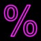 Percentage sign pink symbol on black background