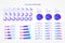 Percentage vector infographic symbol set. 5 to 100 percent gradient pie chart signs. Three step icons, circle and square diagrams