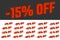 Percents of discount. Set of vector illustrations. 3D image