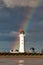 Perch Rock Lighthouse with a rainbow