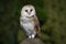 Perched barn owl