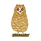 Perching Owl Bird with Broad Head and Sharp Talons Having Upright Stance Vector Illustration