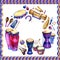 Percussion instruments. Circle filled with hand drawn doodles of ethnic drums on a white background. Music design frame.