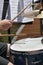 Percussionist plays the drums on the 4th of July