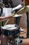 Percussionist plays the drums on the 4th of July