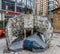 Peregrine Falcon oversized bird sculpture at Birds on Broadway, the Audubon Sculpture Project by Nicolas Holiber at 72th Street