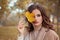 Perfect Autumn Woman Model with Brown Hair