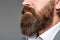 Perfect beard. Close-up of young bearded man. Close up of handsome beard hipster elegant male. Bearded man close up