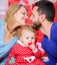 Perfect celebration. Family celebrate their love. Romantic couple in love and baby girl. Valentines day concept