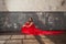 Perfect celebrity woman wearing red silky dress in vintage interior