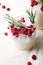 Perfect christmas cocktail: coconut margarita with cranberries and rosemary