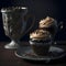 Perfect Combination of a Decorated Cup of Coffee and Delicious Cupcakes with Swirled Icing - Generative AI