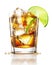 The Perfect Cuba Libre: A Refreshing Blend of Rum, Lime, and Cola On White Background. Generative AI