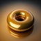Perfect golden donut with glaze on gold background. AI
