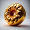 Perfect golden donut with glaze on white background. AI