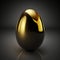 Perfect golden egg. Beautiful shiny golden egg on dark black background