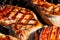 Perfect grill marks on juicy pork chops. Calgary, Alberta, Canada