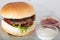 Perfect hamburger classic burger , tomato and lettuce isolated on a white background