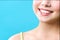 Perfect healthy teeth smile of a young woman. Teeth whitening. Dental clinic patient. Image symbolizes oral care