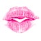 Perfect imprint of pink lipstick.