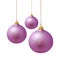 Perfect lilac christmas balls isolated on white