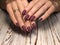 Perfect manicure gel art polish fashion design clean hand woman closeup