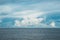 Perfect ocean and skyline blue cloud summer sky background