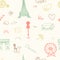 Perfect Paris seamless pattern with all symbols